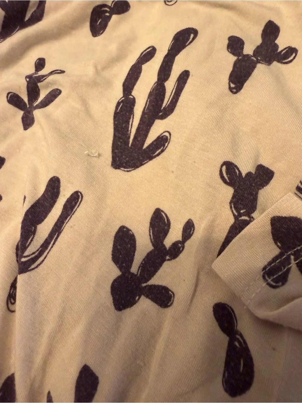 Posh Peanut Cream Pajama Set with Cactus Print